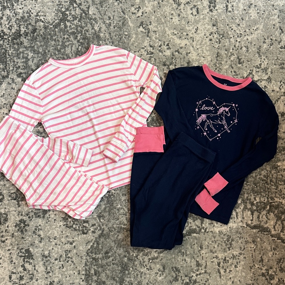 GAP Pink and Navy Kids Pajama Set with Horse Design